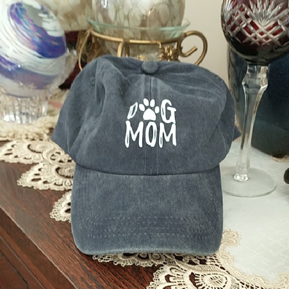 Dog Mom Adjustable Cap in Steel Blue